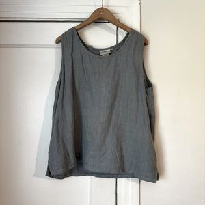 Vintage Linen Tank Top Blue